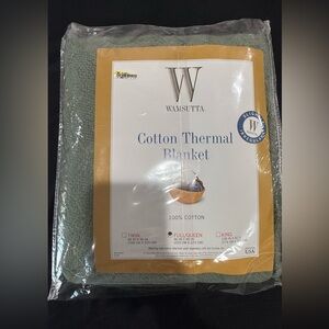Wamsutta Cotton Thermal Blanket - Sage Full/Queen 90”x90”